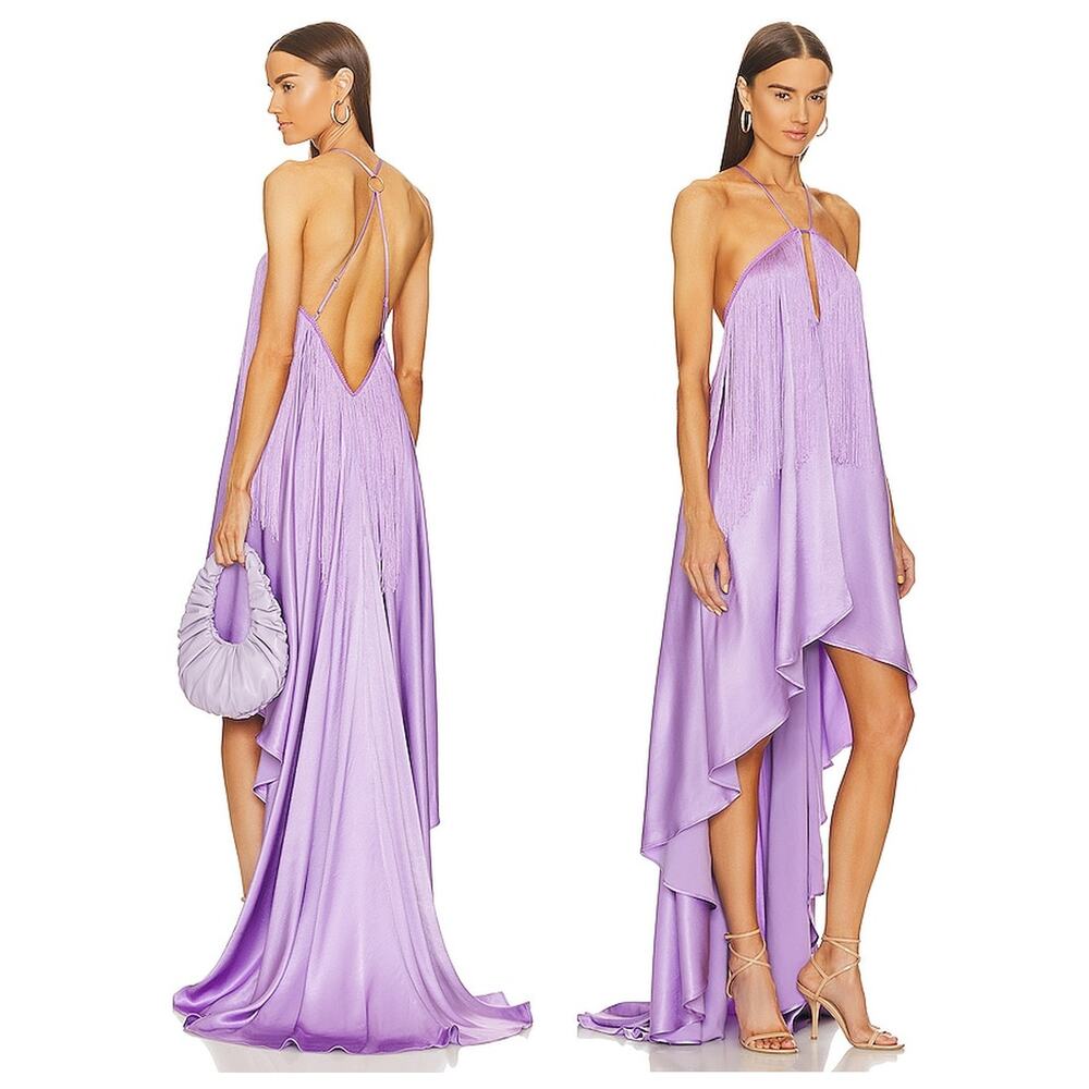 Michael Costello Generosity Dress Fringe High Low Formal Party Prom Event XS